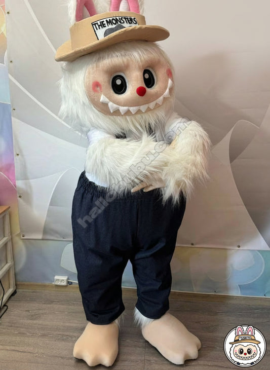 Life-Size Furry Labubu Doll Halloween Costume Handmade [White]