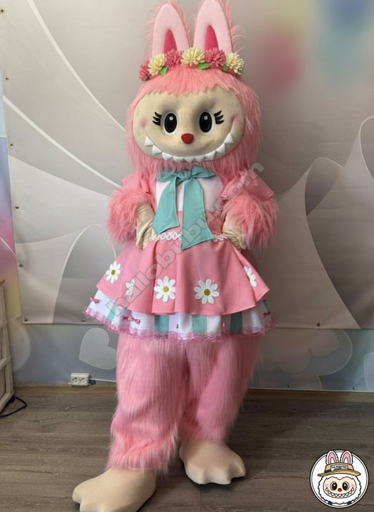 Life-Size Furry Labubu Doll Halloween Costume Handmade [Pink]