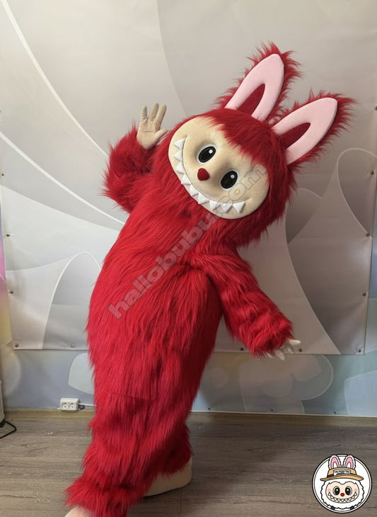 Life-Size Furry Labubu Doll Halloween Costume Handmade [Red]