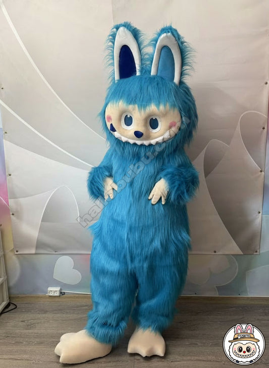 Life-Size Furry Labubu Doll Halloween Costume Handmade [Blue]
