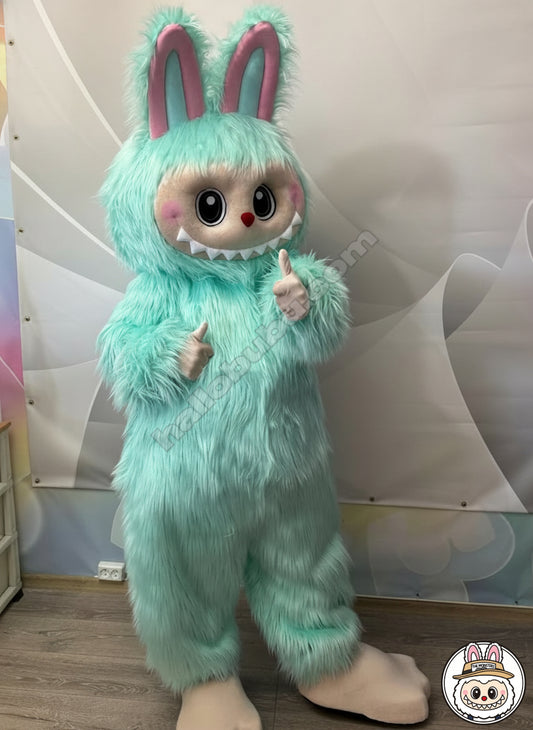 Life-Size Furry Labubu Doll Halloween Costume Handmade [Green]