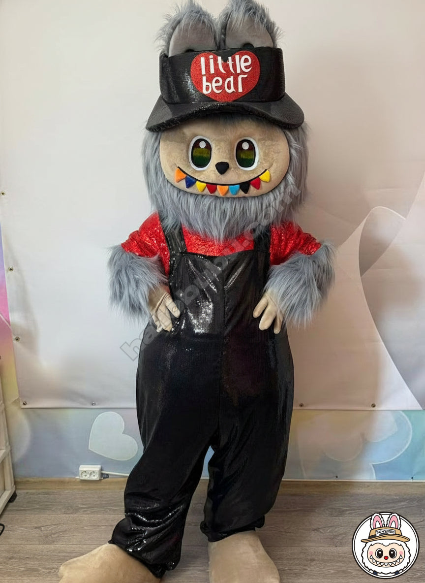 Life-Size Furry Labubu Doll Halloween Costume Handmade [Grey]