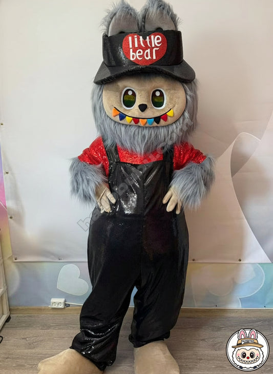 Life-Size Furry Labubu Doll Halloween Costume Handmade [Grey]